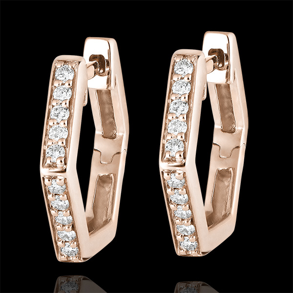 Orecchini creoli Freschezza - Hexagonia - oro rosa 18 carati e diamanti