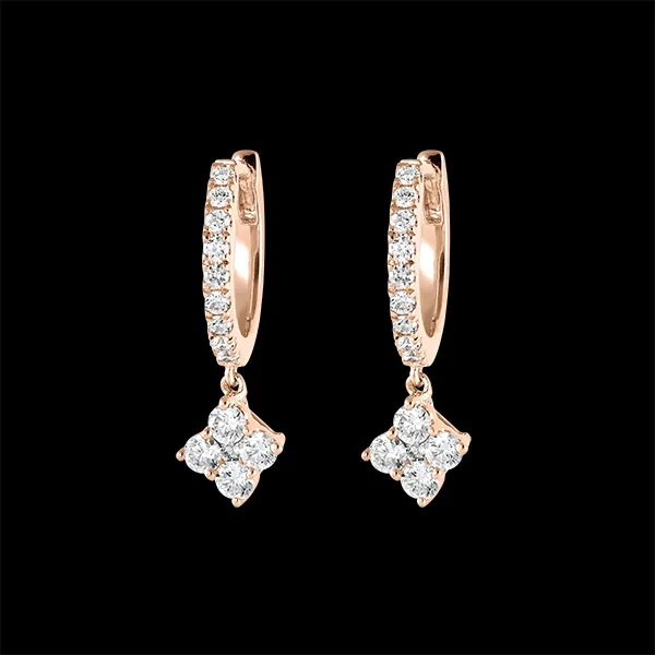 Orecchini Creoli semi -pavé Freschezza - Dina - oro rosa 18 carati e diamanti