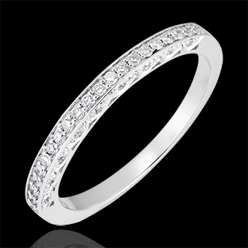 Fede nuziale Miriade - variazione - oro bianco 18 carati e diamanti