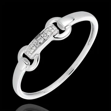 Anello Equestre - Oro bianco - 18 carati - 3 Diamanti
