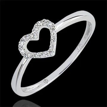 Anello Abbondanza - Piccolo Cuore - oro bianco 9 carati e diamanti