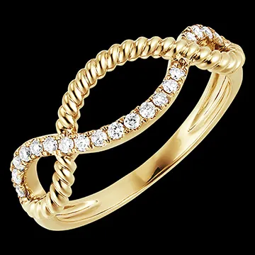 Anello Freschezza - Corde d'oro - oro giallo 18 carati e diamanti