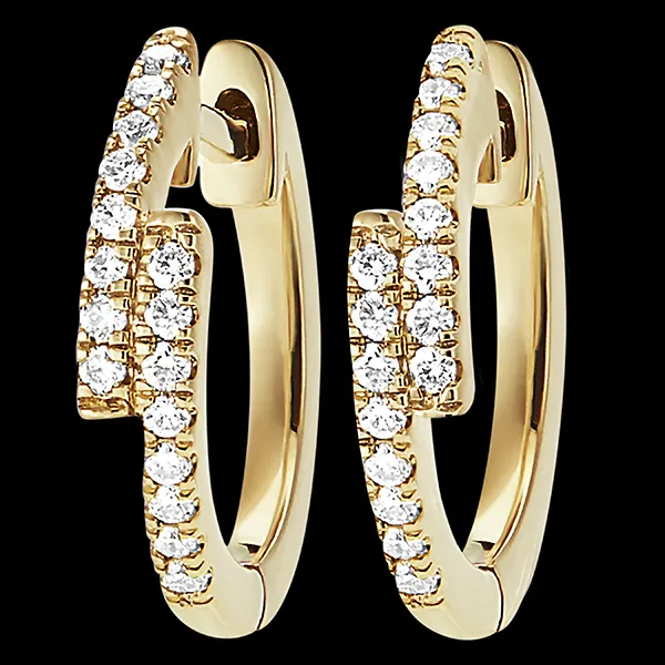 Orecchini Freschezza - Creoli asimmetrici Alba - oro giallo 18 carati e diamanti