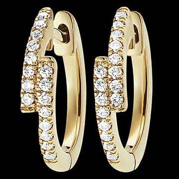 Orecchini Freschezza - Creoli asimmetrici Alba - oro giallo 9 carati e diamanti
