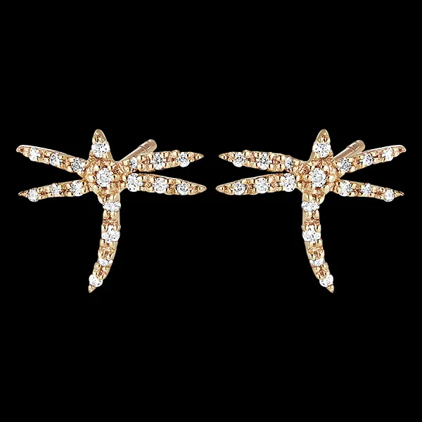 Orecchini Freschezza - Libellula - oro giallo 18 carati e diamanti
