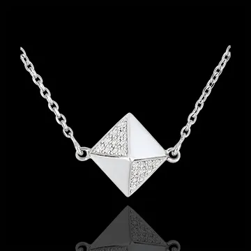Collana Genesi - Diamante grezzo - Oro bianco - 9 carati - Diamanti