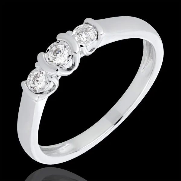 Anello Trilogy Parentesi - Oro bianco - 18 carati - 3 Diamanti - 0.13 carati