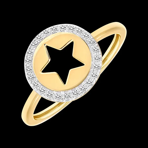 Anello Stellare - oro bianco e oro giallo 9 carati con diamanti