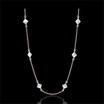 Collana Genesi - Diamanti grezzi - Oro rosa - 9 carati - Diamanti