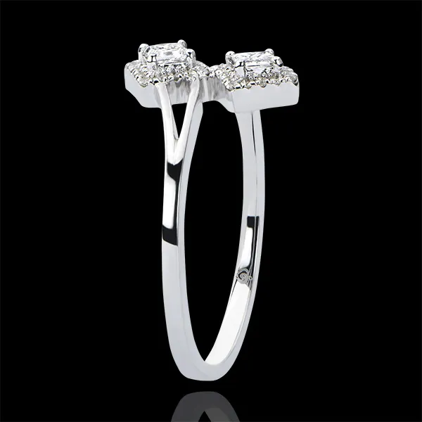 Anello Abbondanza - Tu & Io Diamanti Princesse - oro bianco 9 carati e diamanti