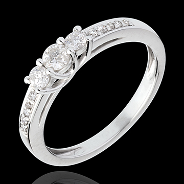 Anillo Triología oro blanco empedrado - 0.34 quilates