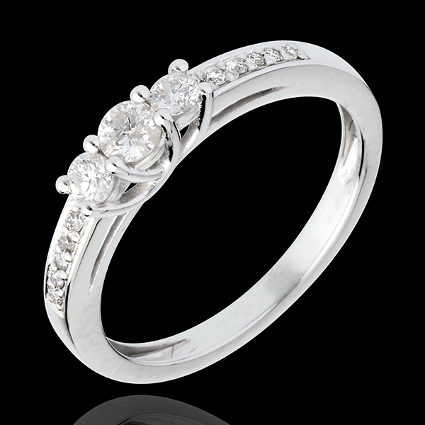 Anillo Triología oro blanco empedrado - 0.34 quilates