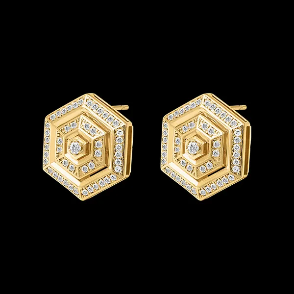 Pendientes Hexad - oro amarillo de 9 quilates con diamantes