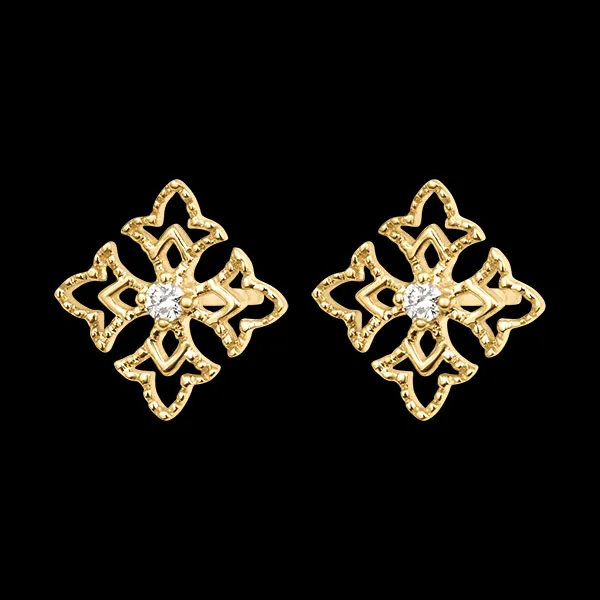 Pendientes tipo botón Éline – Oro amarillo de 9 quilates y diamantes sintéticos