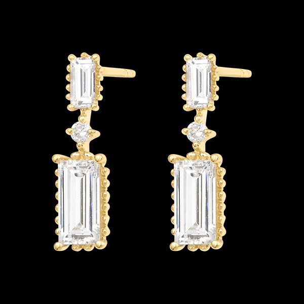 Pendientes colgantes Lysane – Oro amarillo de 9 quilates y diamantes sintéticos
