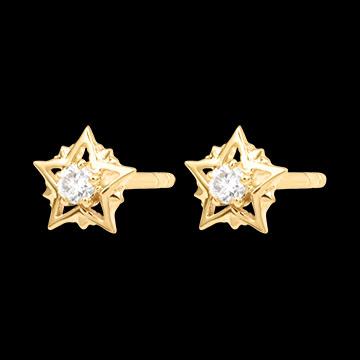 Pendientes tipo botón Astréa – Oro amarillo de 9 quilates y diamantes sintéticos