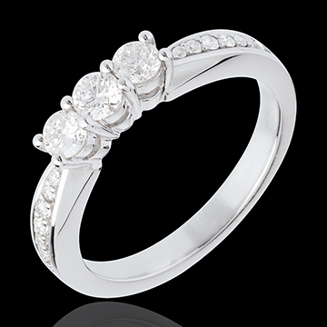 Anillo Triología oro blanco empedrado - 0.5 quilates