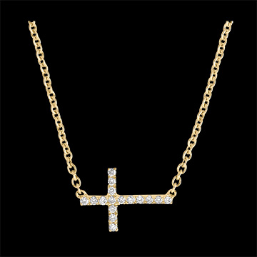 Collar Frescura - Cruz - oro amarillo de 9 quilates y diamantes