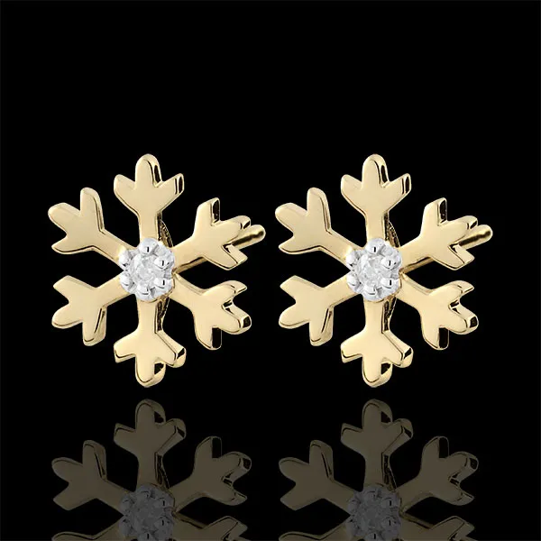 Pendientes Copo de Nieve - oro amarillo 9 quilates