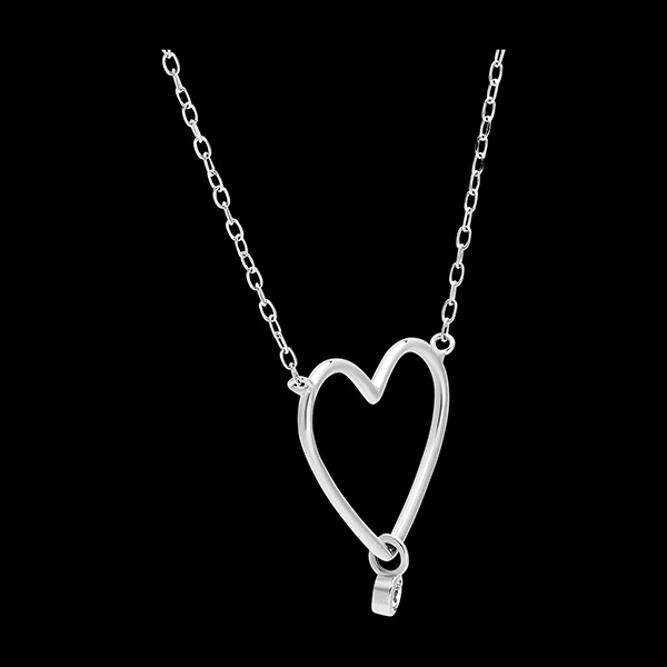 Collar Frescura - Corazón corte Diamante - oro blanco de 18 quilates y diamante