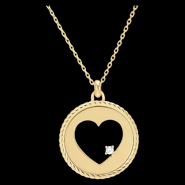 Collar Frescura - Corazón absoluto - oro amarillo de 9 quilates y diamantes