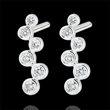 Pendientes pulgas Frescura - Perlas de Rocío - oro blanco de 9 quilates y diamantes