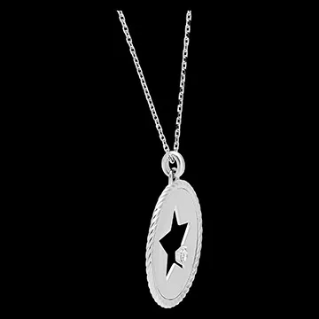 Collar Frescura - Estrella absoluta - oro blanco de 9 quilates y diamantes