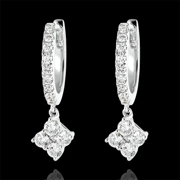 Pendientes Criollos semi-cubiertos Frescura - Dina - oro blanco de 18 quilates y diamantes