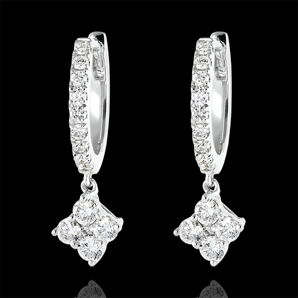 Pendientes Criollos semi-cubiertos Frescura - Dina - oro blanco de 9 quilates y diamantes
