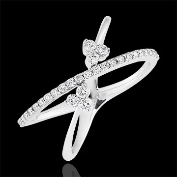 Anillo Celestes Elipses - oro blanco de 9 quilates y diamantes