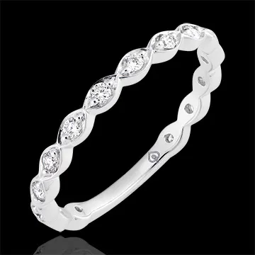 Anillo de Matrimonio Perlas rosas - oro blanco de 18 quilates y diamantes