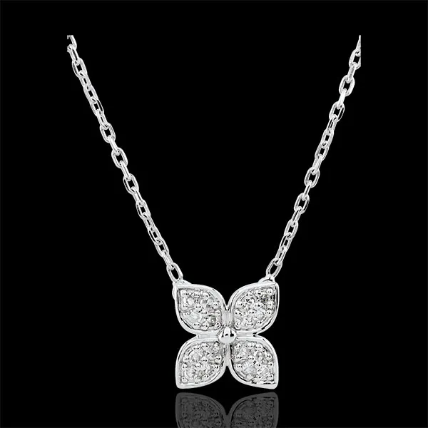 Collar Flor Eterna - oro blanco 9 quilates y 16 diamantes