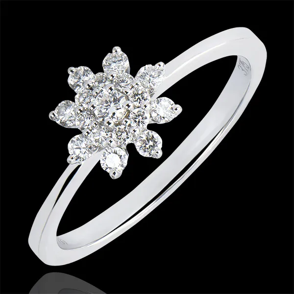 Anillo Frescura - Flor de las Cimas - oro blanco de 18 quilates y diamantes