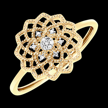 Anillo Frescura - Girasol Real - oro amarillo 9 quilates y diamantes