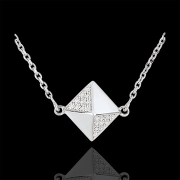 Collar Génesis - Diamante Bruto - oro blanco 9 quilates