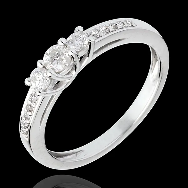 Anillo Triología oro blanco empedrado - 0.34 quilates
