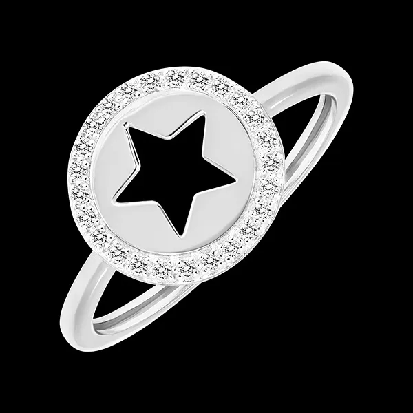 Anillo Estelar - oro blanco de 9 quilates con diamantes
