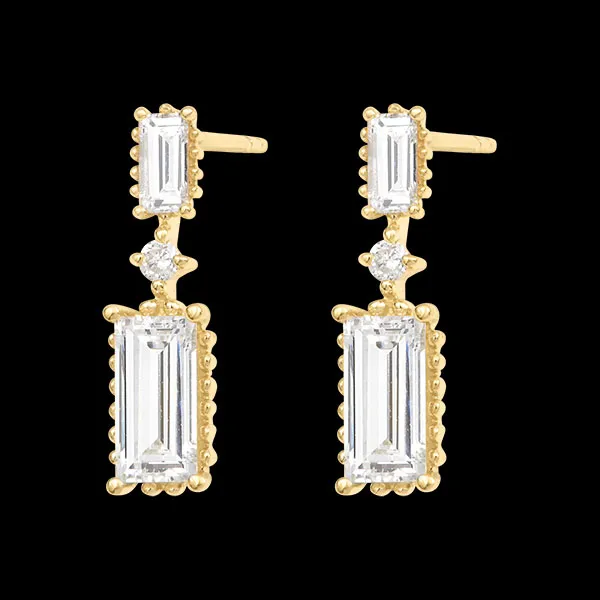 Pendientes colgantes Lysane – Oro amarillo de 9 quilates y diamantes sintéticos