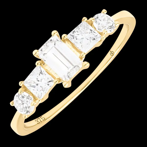 Anillo Nayla – Oro amarillo de 9 quilates y diamantes sintéticos