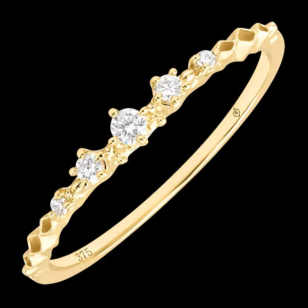 Anillo Elvine – Oro amarillo de 9 quilates y diamantes sintéticos
