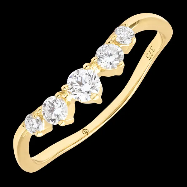 Anillo Meline – Oro amarillo de 9 quilates, diamantes sintéticos