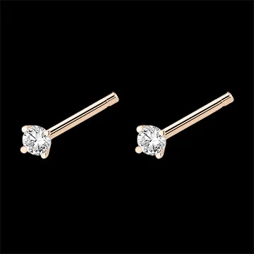 Pendientes de diamantes Frescura - Mini Resplandor - pulgas de oro rosa de 9 quilates y diamantes