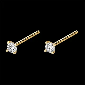 Pendientes de diamantes Frescura - Brillo - pulgas de oro amarillo de 18 quilates y diamantes