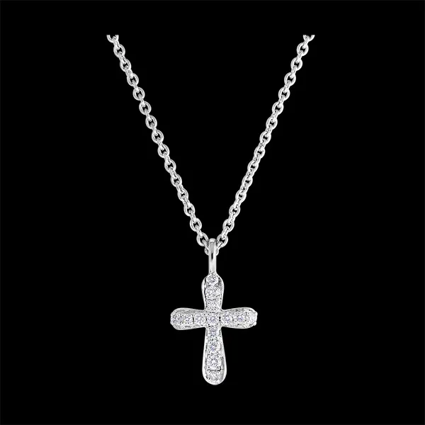 Collar Frescura - Cruz de Diamantes - oro blanco de 9 quilates y diamantes