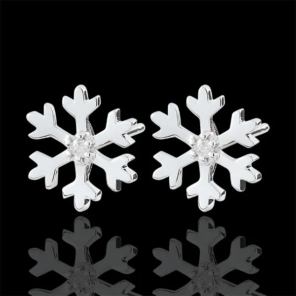Pendientes Copo de Nieve - oro blanco 9 quilates