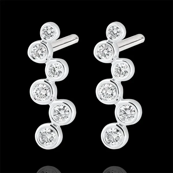 Pendientes pulgas Frescura - Perlas de Rocío - oro blanco de 18 quilates y diamantes
