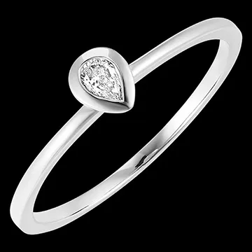 Anillo Frescura - Pera - oro blanco 9 quilates y diamantes