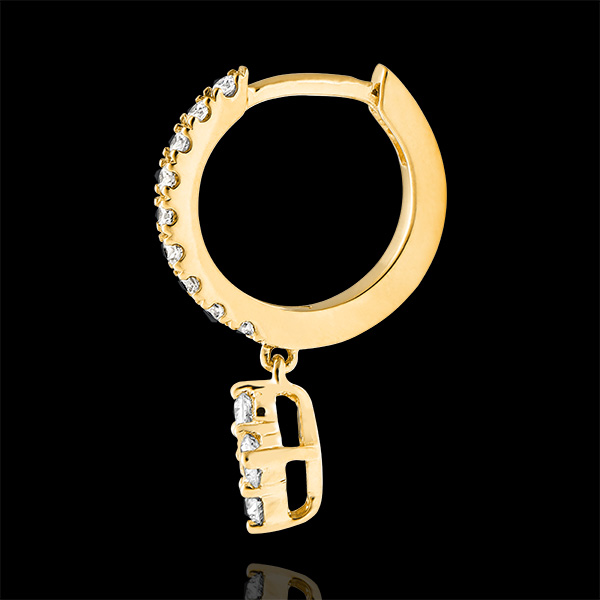 Freshness Semi-Paved Hoop Earrings - Dina - yellow gold 9 carats and diamonds