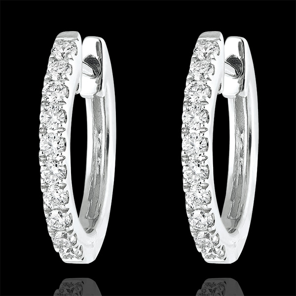 Freshness semi-paved hoop earrings - Eva - white gold 9 carats and diamonds