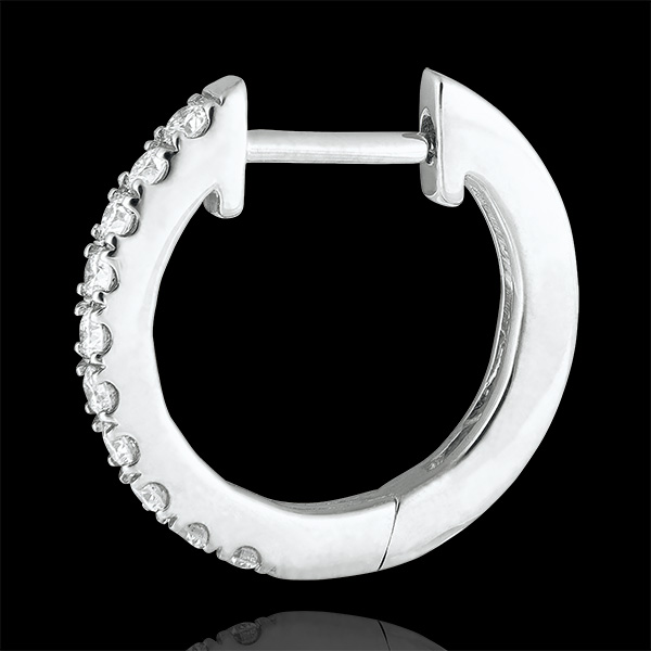 Freshness semi-paved hoop earrings - Eva - white gold 9 carats and diamonds